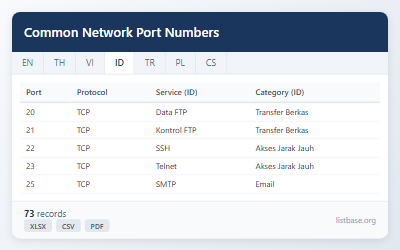 Dataset Nomor Port Jaringan & Layanan Umum